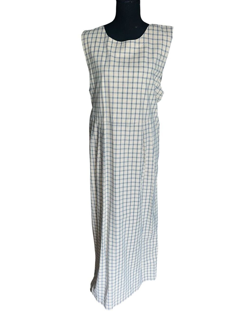 Eddie Bauer L sleeveless plaid maxi dress 90’s grunge pinafore cottagecore vtg